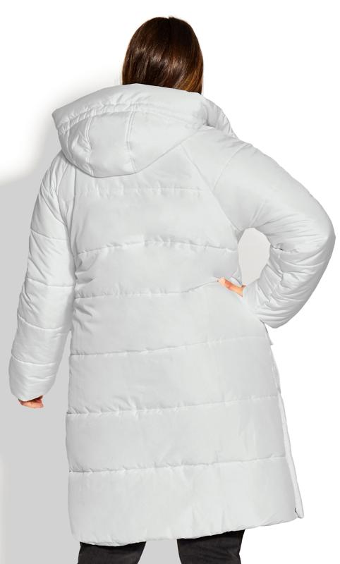 Evans White Longline Hooded Puffer Coat 6