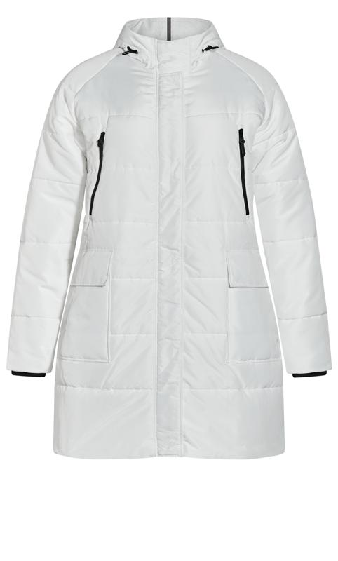 Evans White Longline Hooded Puffer Coat 8