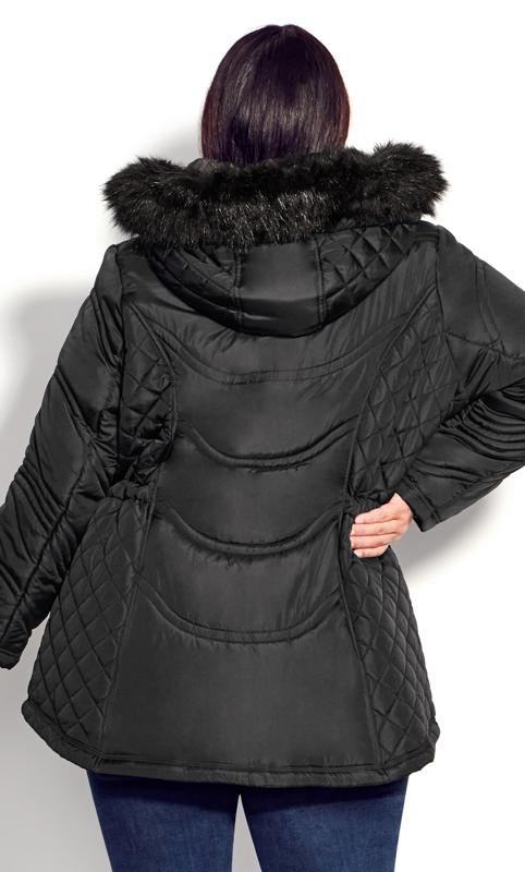 Evans Black Quilted Hood Coat 3
