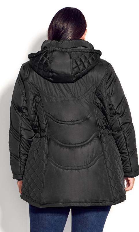 Evans Black Quilted Hood Coat 9