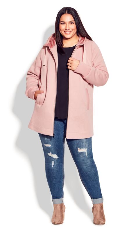 Evans Pink Fleece Hood Fashion Coat 4