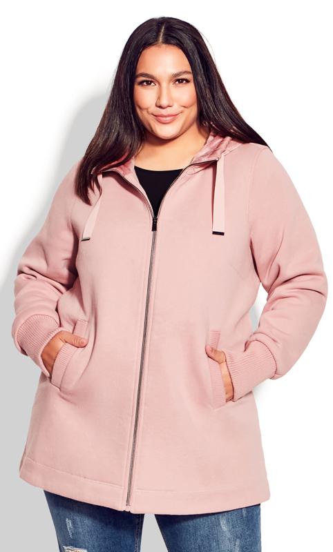 Evans Pink Fleece Hood Fashion Coat 7
