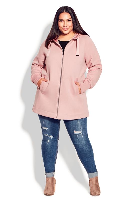 Evans Pink Fleece Hood Fashion Coat 8