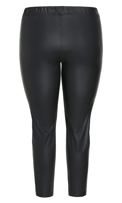 Evans Black Leather Look Stretch Trousers 7