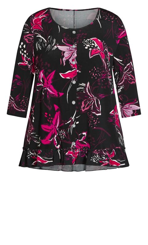 Evans Black & Pink Floral Print Cardigan 5