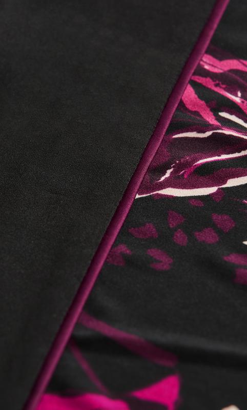Evans Black & Pink Floral Print Panel Long Sleeve Top 7