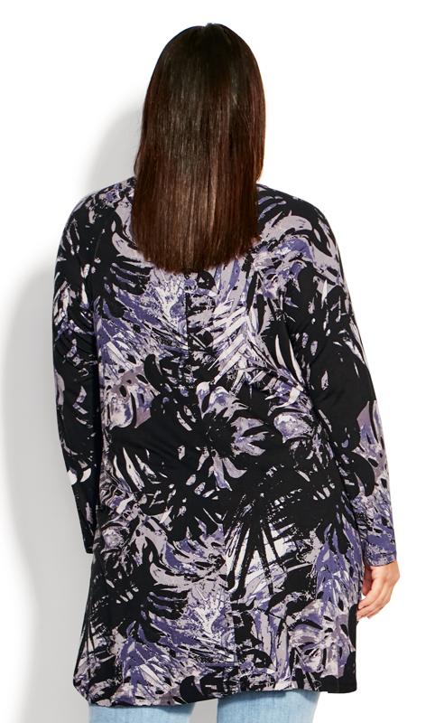 Evans Black & Purple Palm Print Long Sleeve T-Shirt 4