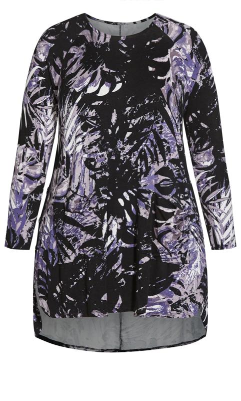 Evans Black & Purple Palm Print Long Sleeve T-Shirt 6
