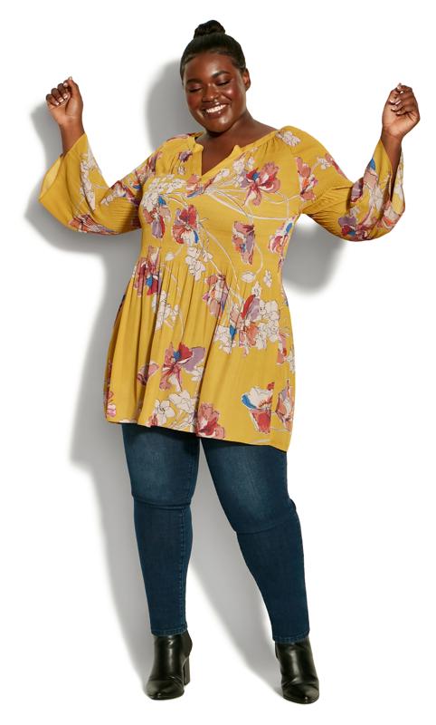 Evans Yellow Floral Tunic Top 6