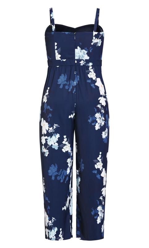 Evans Navy Blue Floral Print Split Leg Jumpsuit 6