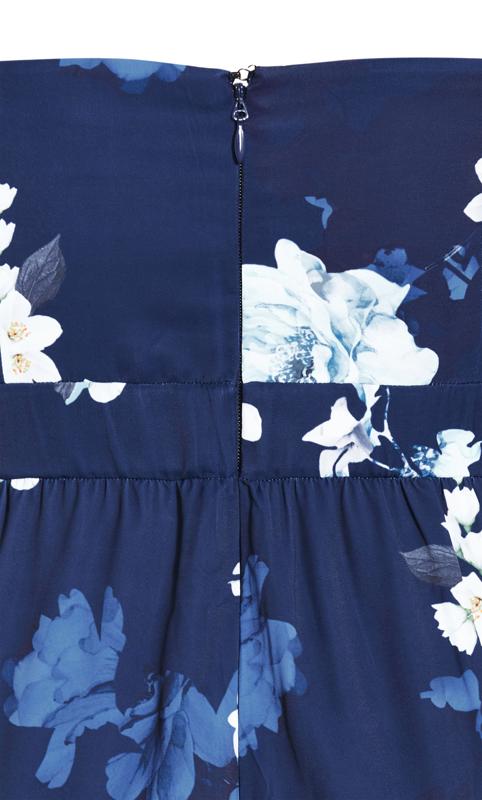 Evans Navy Blue Floral Print Split Leg Jumpsuit 7