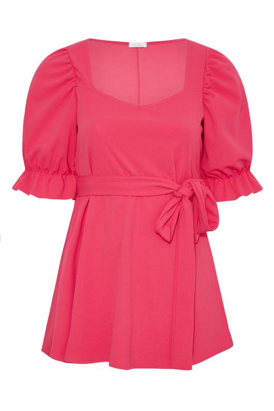 YOURS LONDON Plus Size Hot Pink Sweetheart Peplum Top | Yours Clothing 6