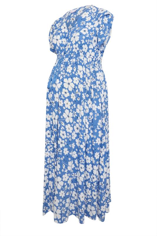 BUMP IT UP MATERNITY Plus Size Blue Floral Print Maxi Dress | Yours Clothing 6