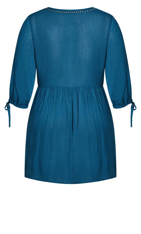Dreamy Embroidered Blue Sleeved Dress 4