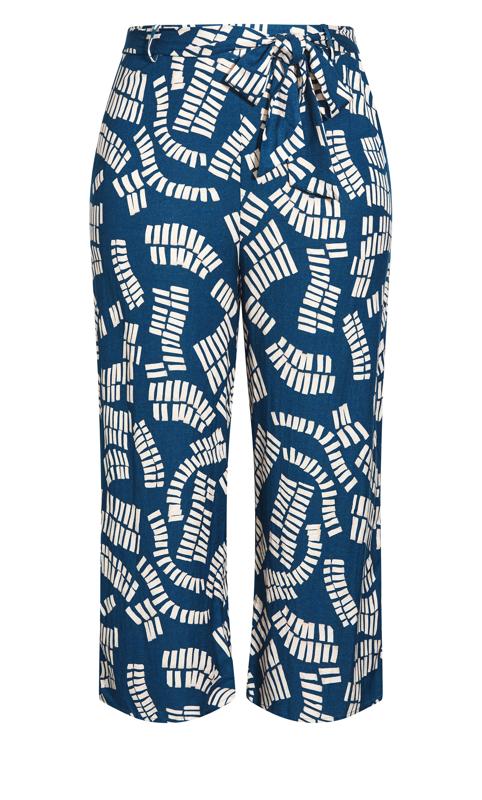 Evans Blue Abstract Cropped Wide Leg Trousers 4