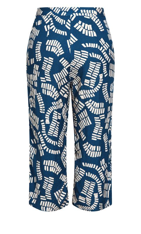 Evans Blue Abstract Cropped Wide Leg Trousers 5