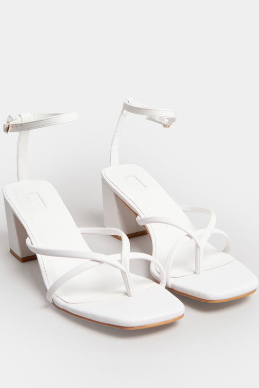 LIMITED COLLECTION White Mid Toe Post Heeled Sandals In Extra Wide EEE Fit | Yours Clothing 2