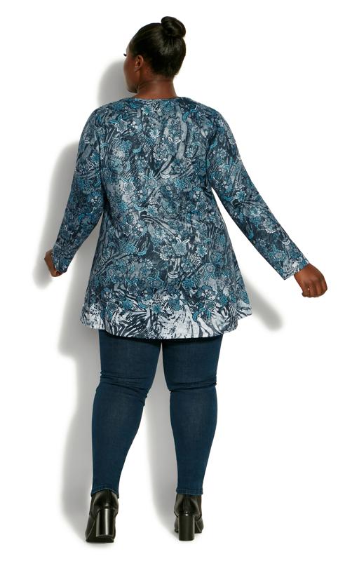 Evans Blue Paisley Abstract Print Long Sleeve Top 4