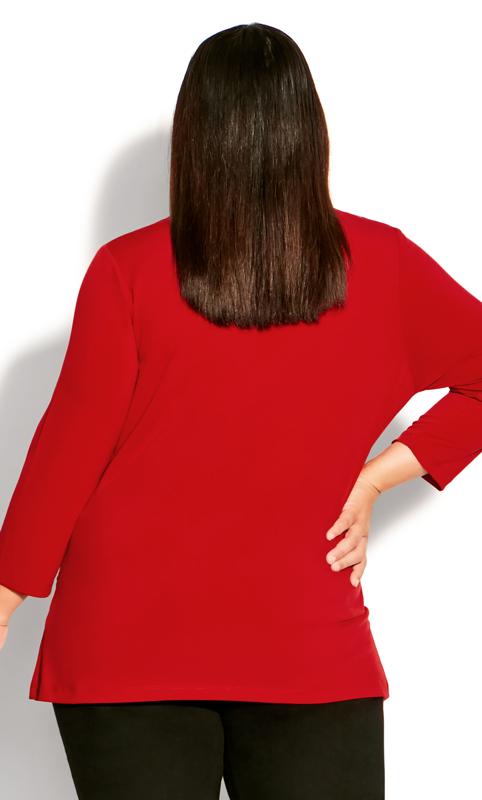 Evans Bright Red Long Sleeve Wrap Top 4