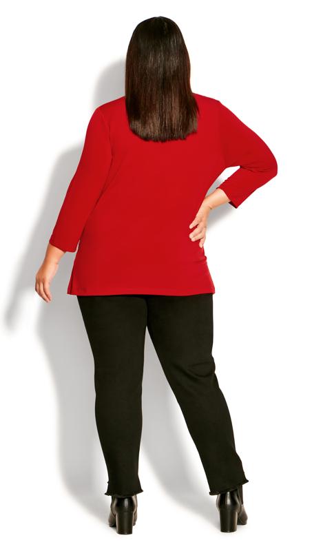 Evans Bright Red Long Sleeve Wrap Top 5