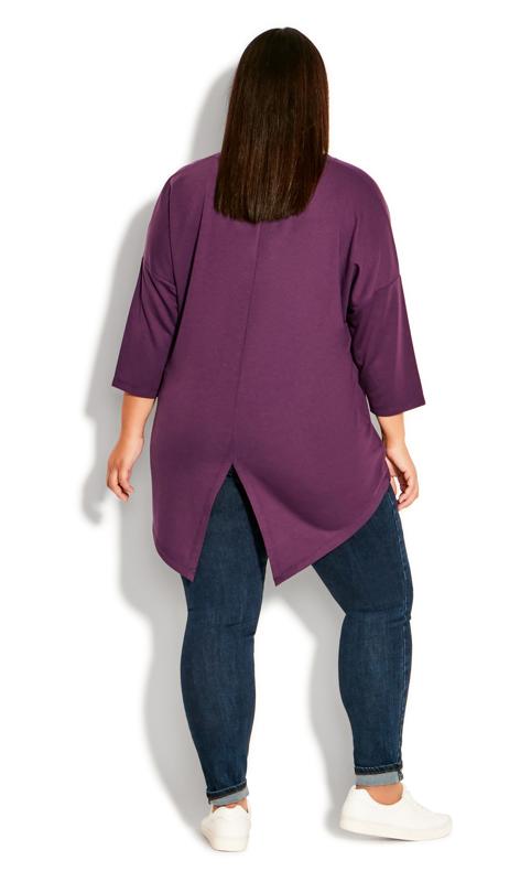 Evans Purple V-Neck Swing Long Sleeve T-Shirt 5