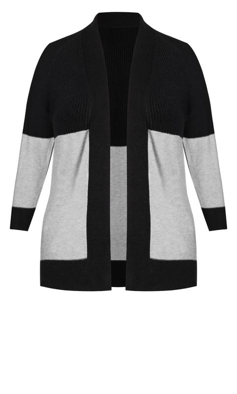 Evans Black & Grey Colour Block Cardigan 5
