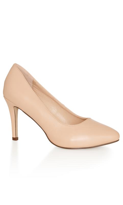 City Chic WIDE FIT Nude Court Heels 1