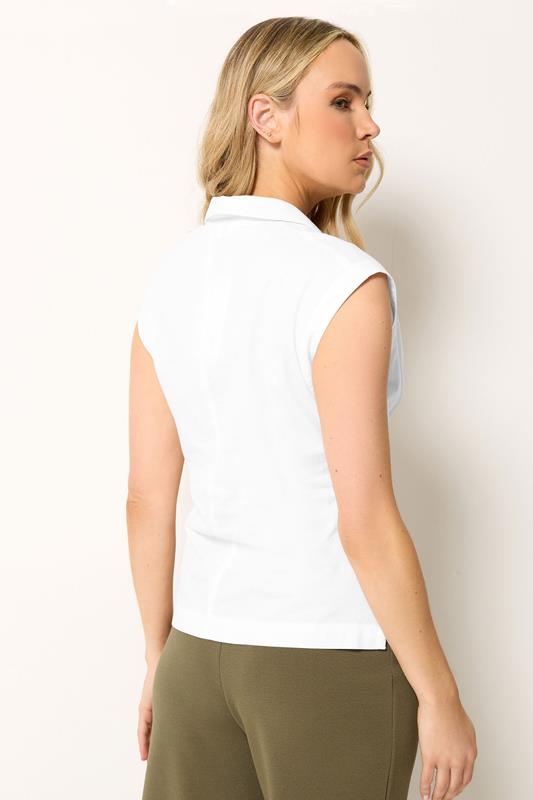 LTS Tall White Open Collar Cotton Pleated Shirt | Long Tall Sally 2
