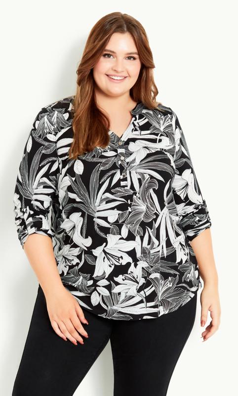 Jersey Tropical Print Shirt Black 1