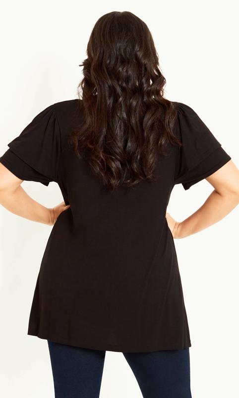 Double Frill Sleeve Black Top 3