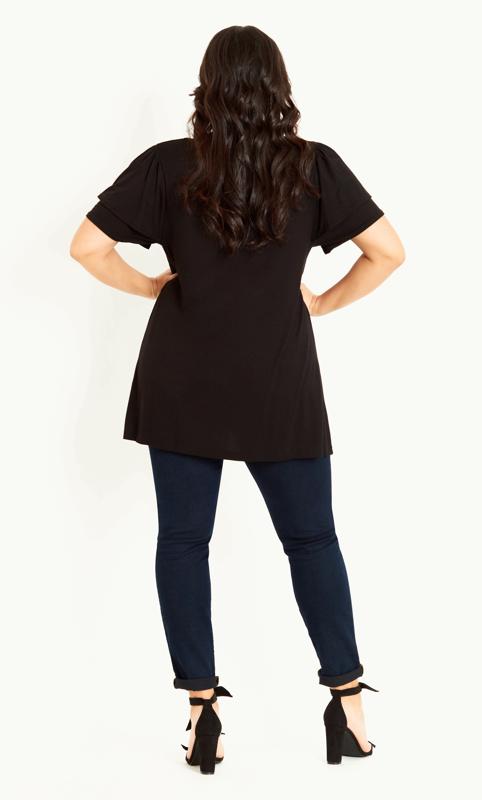Double Frill Sleeve Black Top 4