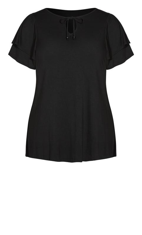 Double Frill Sleeve Black Top 5