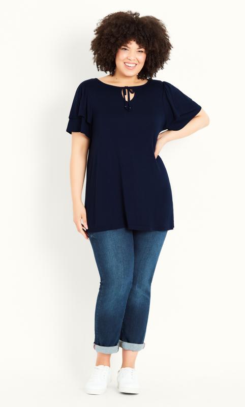 Crochet Navy Floral Peasant Tassel Tunic | Evans