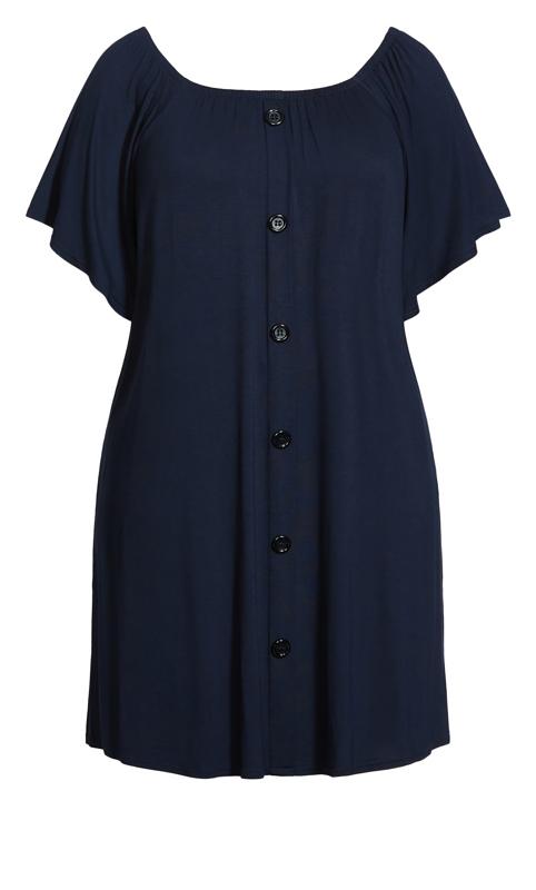 Evans Navy Blue Jersey Bardot Dress 3