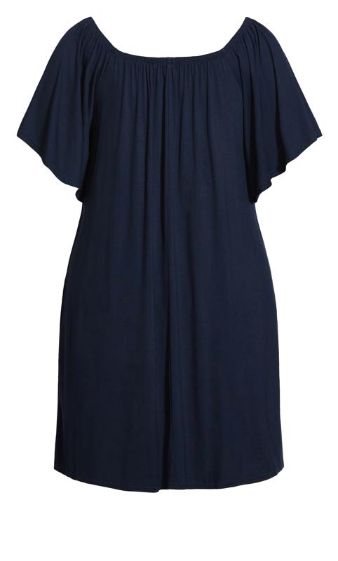 Evans Navy Blue Jersey Bardot Dress 4