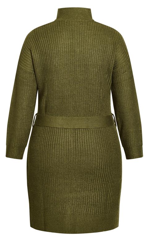Evans Khaki Green Cable Knit Jumper Dress 7