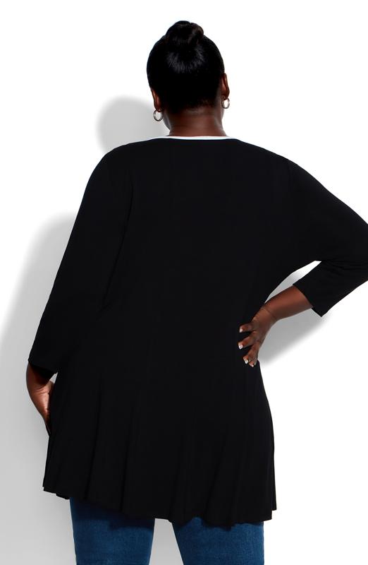 Evans Black Piped Detail Tunic Top 3