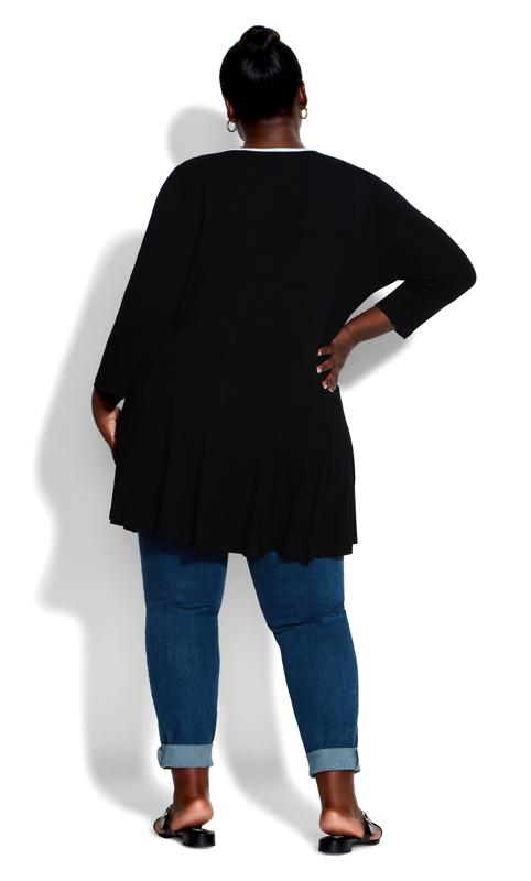 Evans Black Piped Detail Tunic Top 4