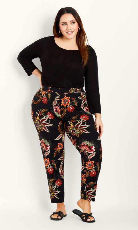 Tapered Floral Black Trouser 1