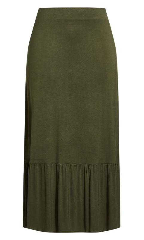 Evans Khaki Green Jersey Maxi Skirt 5