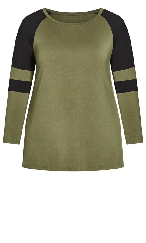 Evans Khaki Green Colour Block T-Shirt 5