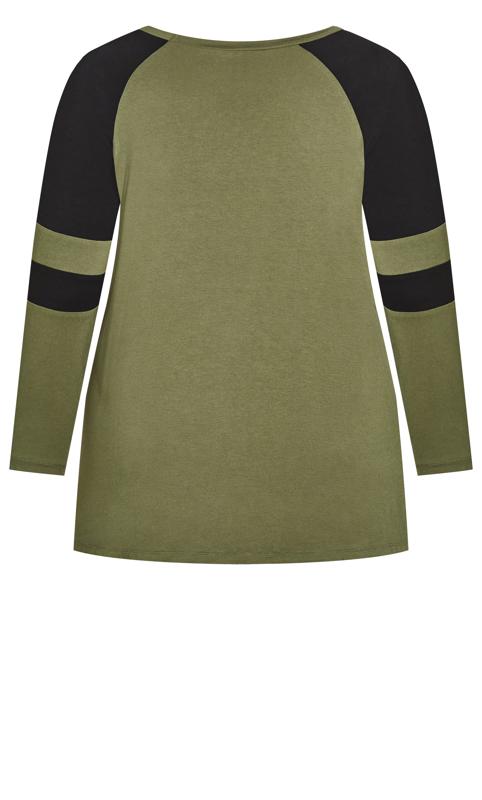 Evans Khaki Green Colour Block T-Shirt 6