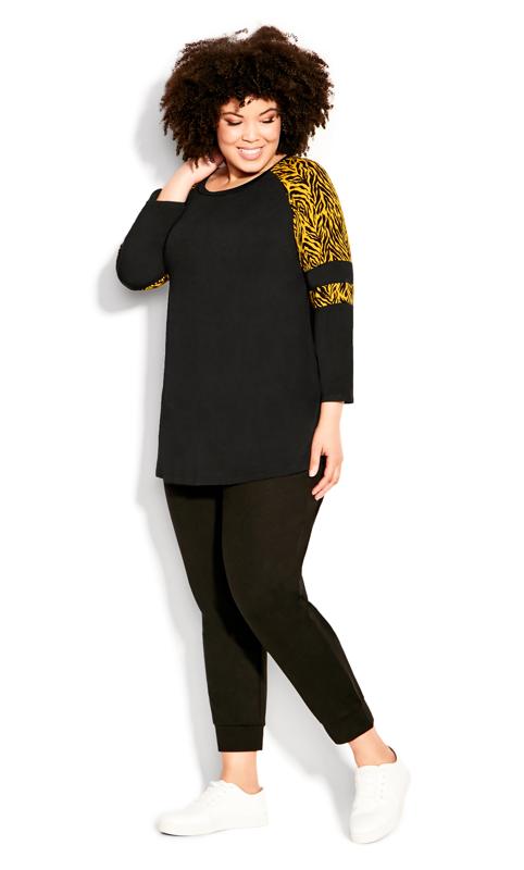 Evans Black Splice Sleeve Print Top 2