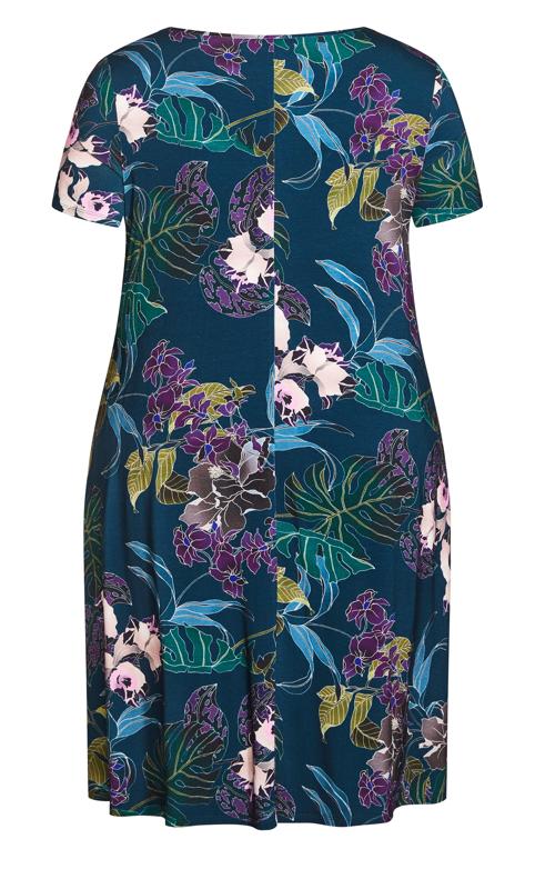 Evans Green Floral Print V-Neck Swing Dress 5