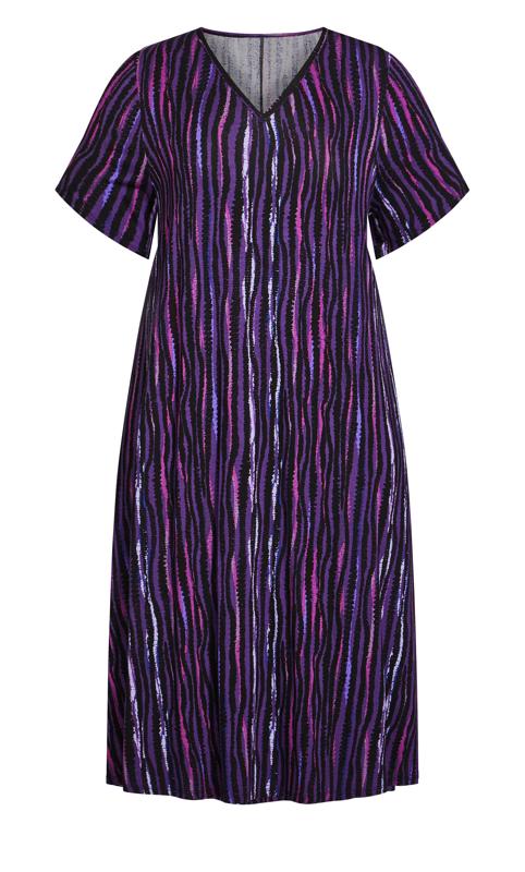 Evans Purple V-Neck Stripe Print Swing Dress (wrong images) 4