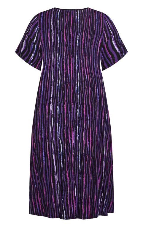 Evans Purple V-Neck Stripe Print Swing Dress (wrong images) 5