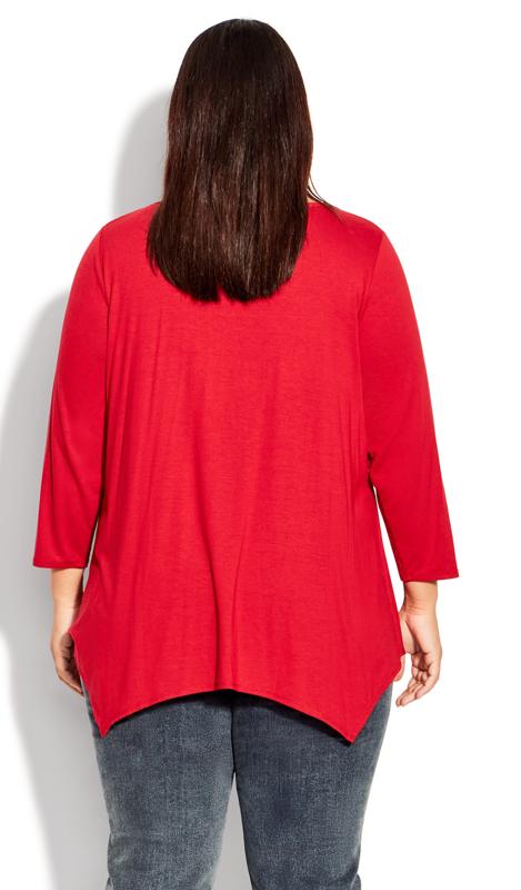 Evans Red Pleat Front Button Top 4