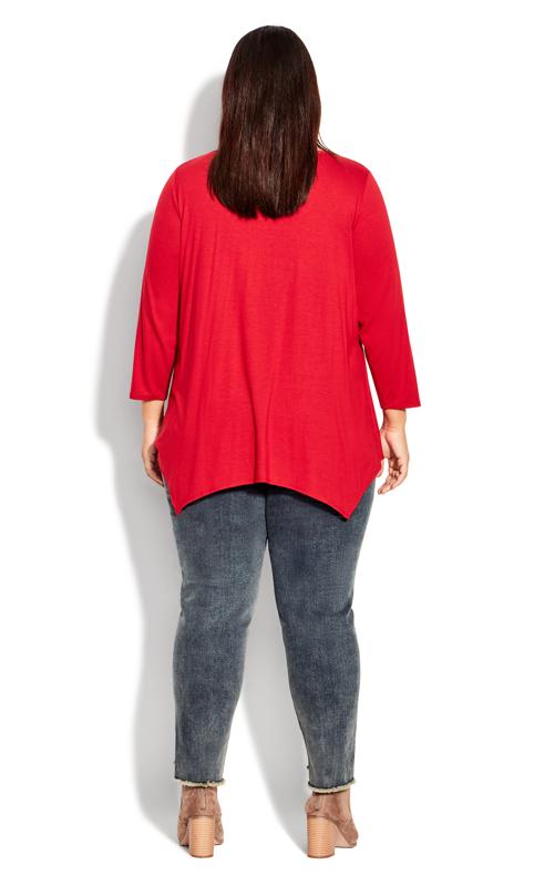 Evans Red Pleat Front Button Top 5