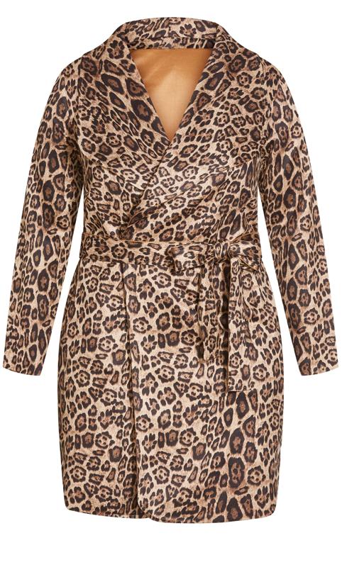 Evans Brown Leopard Print Wrap Coat 7