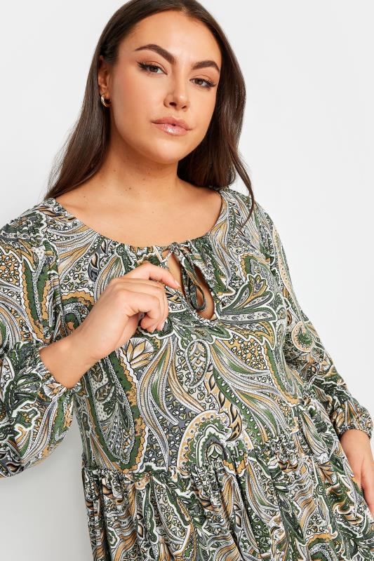 YOURS Plus Size Green Paisley Print Midaxi Dress | Yours Clothing 4